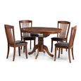 Canterbury Round Extending Dining Set - 2-4 Seater - 90cm-120cm - 4 Leather Chairs - Mahogany