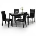 Hudson Dining Set - 4 Seater - 114cm - 4 Black Leather Chairs