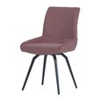 Newton Dining Set - 6 Seater - 180cm - Clear Glass and Natural - 6 Malcom Pink Fabric Swivel Chair