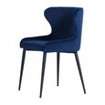 Newton Dining Set - 6 Seater - 180cm - Smoked Glass and Natural - 6 Langley Blue Fabric Chair