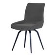 Newton Dining Set - 6 Seater - 180cm - Smoked Glass and Natural - 6 Malcom Dark Grey Fabric Swivel Chair
