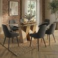 Newton Dining Set - 6 Seater - 180cm - Clear Glass and Natural - 6 Claflin Dark Grey Fabric Chair