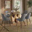 Newton Dining Set - 6 Seater - 180cm - Clear Glass and Natural - 6 Claflin Grey Fabric Chair