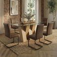 Newton Dining Set - 6 Seater - 180cm - Clear Glass and Natural - 6 Tira Vintage Brown Faux Leather Cantilever Chair