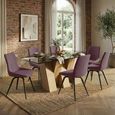 Newton Dining Set - 6 Seater - 180cm - Smoked Glass and Natural - 6 Malcom Pink Fabric Swivel Chair