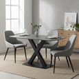 Vernal Dining Set - 4 Seater - 130cm - Grey Sintered Stone - 4 Claflin Grey Fabric Chair