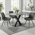 Vernal Dining Set - 4 Seater - 130cm - Grey Sintered Stone - 4 Malcom Dark Grey Fabric Swivel Chair