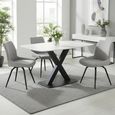 Vernal Dining Set - 4 Seater - 130cm - White Sintered Stone - 4 Malcom Grey Fabric Swivel Chair