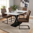 Vernal Dining Set - 4 Seater - 130cm - White Sintered Stone - 4 Tira Vintage Brown Faux Leather Cantilever Chair