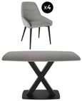Vernal Dining Set - 4 Seater - 130cm - Grey Sintered Stone - 4 Claflin Grey Fabric Chair