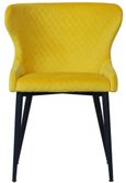 Vernal Dining Set - 4 Seater - 130cm - Grey Sintered Stone - 4 Langley Yellow Fabric Chair