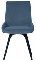 Vernal Dining Set - 4 Seater - 130cm - Grey Sintered Stone - 4 Malcom Blue Fabric Swivel Chair