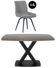 Vernal Dining Set - 4 Seater - 130cm - Grey Sintered Stone - 4 Malcom Grey Fabric Swivel Chair