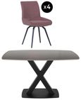 Vernal Dining Set - 4 Seater - 130cm - Grey Sintered Stone - 4 Malcom Pink Fabric Swivel Chair
