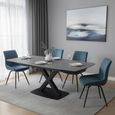 Vernal Extending Dining Set - 4-8 Seater - 140cm-200cm - Grey Sintered Stone - 4 Malcom Blue Fabric Swivel Chair