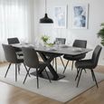 Vernal Extending Dining Set - 6-8 Seater - 160cm-240cm - Grey Sintered Stone - 6 Malcom Dark Grey Fabric Swivel Chair