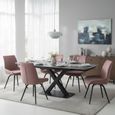 Vernal Extending Dining Set - 6-8 Seater - 160cm-240cm - Grey Sintered Stone - 6 Malcom Pink Fabric Swivel Chair
