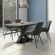 Vernal Extending Dining Set - 4-8 Seater - 140cm-200cm - Grey Sintered Stone - 4 Claflin Dark Grey Fabric Chair