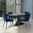 Vernal Extending Dining Set - 4-8 Seater - 140cm-200cm - Grey Sintered Stone - 4 Langley Blue Fabric Chair