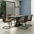 Vernal Extending Dining Set - 4-8 Seater - 140cm-200cm - Grey Sintered Stone - 4 Tira Vintage Brown Faux Leather Cantilever Chair
