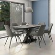 Vernal Extending Dining Set - 6-8 Seater - 160cm-240cm - Grey Sintered Stone - 6 Claflin Grey Fabric Chair