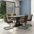 Vernal Extending Dining Set - 6-8 Seater - 160cm-240cm - Grey Sintered Stone - 6 Tira Vintage Brown Faux Leather Cantilever Chair