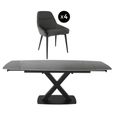 Vernal Extending Dining Set - 4-8 Seater - 140cm-200cm - Grey Sintered Stone - 4 Claflin Dark Grey Fabric Chair