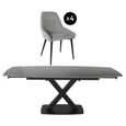 Vernal Extending Dining Set - 4-8 Seater - 140cm-200cm - Grey Sintered Stone - 4 Claflin Grey Fabric Chair