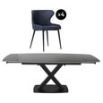 Vernal Extending Dining Set - 4-8 Seater - 140cm-200cm - Grey Sintered Stone - 4 Langley Grey Faux Leather Chair