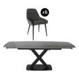 Vernal Extending Dining Set - 6-8 Seater - 160cm-240cm - Grey Sintered Stone - 6 Claflin Dark Grey Fabric Chair