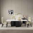 Lorea White Marble Dining Set - Venezia Cream Leather High Back Dining Chair