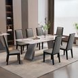 Taurus Beige Marble Dining Set - Elite Grey Leather High Back Dining Chair