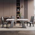 Taurus Beige Marble Dining Set - Elite Grey Leather High Back Dining Chair