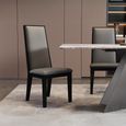 Taurus Beige Marble Dining Set - Elite Grey Leather High Back Dining Chair