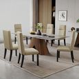 Enterprise Grey Marble Dining Set - Venezia Cream Leather High Back Dining Chair