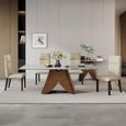 Enterprise Grey Marble Dining Set - Venezia Cream Leather High Back Dining Chair