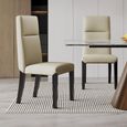 Enterprise Grey Marble Dining Set - Venezia Cream Leather High Back Dining Chair