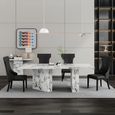 Viola White Marble Dining Set - Mimi Black Leather Large High Back Dining Chair
