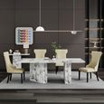 Viola White Marble Dining Set - Mimi Cream Leather Large High Back Dining Chair