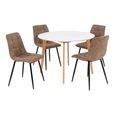 Vojens Round Dining Set - 4 Seater - 105cm - White