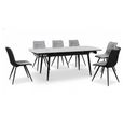 Cassino Extending Dining Set - 6-8 Seater - 160cm-200cm - Grey Glass - with 6 Chairs
