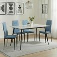 2 x Free Chairs - Breton Compact Dining Set - 4 Seater - 120cm - White Ceramic - 2x Lido Dining Chairs - Blue Fabric - Black Legs