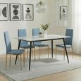 2 x Free Chairs - Breton Compact Dining Set - 4 Seater - 120cm - White Ceramic - 2x Lido Dining Chairs - Blue Fabric - Gold Legs