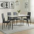 2 x Free Chairs - Breton Compact Dining Set - 4 Seater - 120cm - White Ceramic - 2x Lido Dining Chairs - Dark Grey Fabric - Black Legs