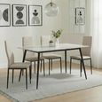 2 x Free Chairs - Breton Compact Dining Set - 4 Seater - 120cm - White Ceramic - 2x Lido Dining Chairs - Sand Fabric - Black Legs