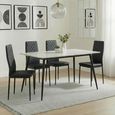 2 x Free Chairs - Breton Compact Dining Set - 4 Seater - 120cm - White Ceramic - 2x Metro Dining Chairs - Black Leather - Black Legs