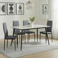 2 x Free Chairs - Breton Compact Dining Set - 4 Seater - 120cm - White Ceramic - 2x Metro Dining Chairs - Grey Leather - Black Legs