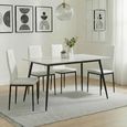 2 x Free Chairs - Breton Compact Dining Set - 4 Seater - 120cm - White Ceramic - 2x Metro Dining Chairs - White Leather - Black Legs