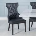 2 x Free Chairs - Turin Dining Set - 8 Seater - 140cm - Square - White Marble - Mimi Chairs - Black Faux Leather