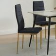 2 x Free Chairs - Breton Compact Dining Set - 4 Seater - 120cm - White Ceramic - 2x Lido Dining Chairs - Black Fabric - Gold Legs